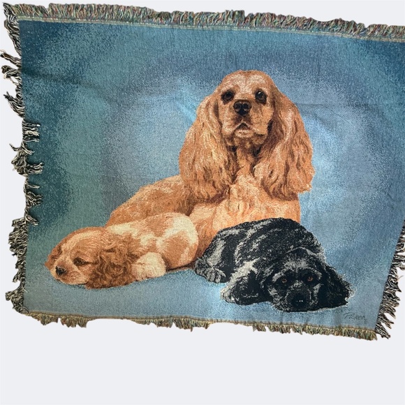 Cocker Spaniel Family Cotton Tapestry Throw Blanket 48”x63” - Picture 8 of 8